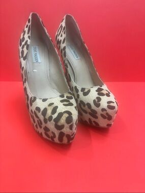 Steve Madden Leopard-Print Platform Pumps - Cream/Brown
